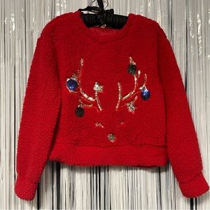 Girls Sequined Reindeer Sweater